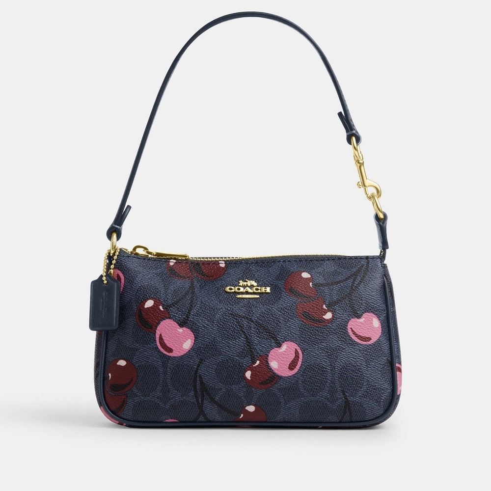 Coach Nolita 19 Signature Coated Canvas Cherry Print CZ011 in Denim Color NWT